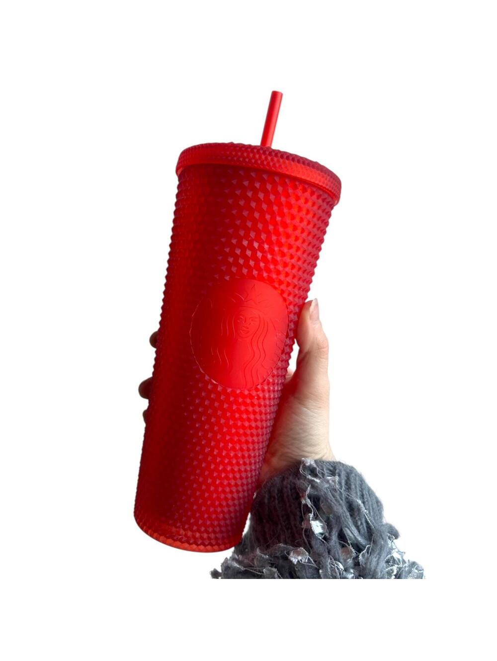 Starbucks‎ Matte Cherry Red Studded Grid Tumbler 24oz